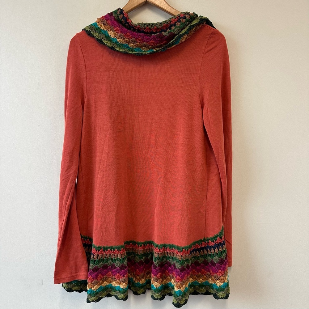 Double Zero Multicolor Crochet Ruffle Open Front Cardigan - Picture 6 of 7
